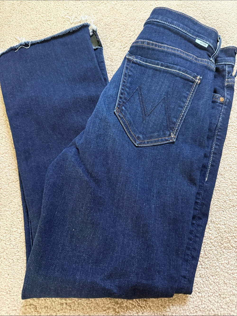 MOTHER Dark Blue Straight-Leg Women's Jeans